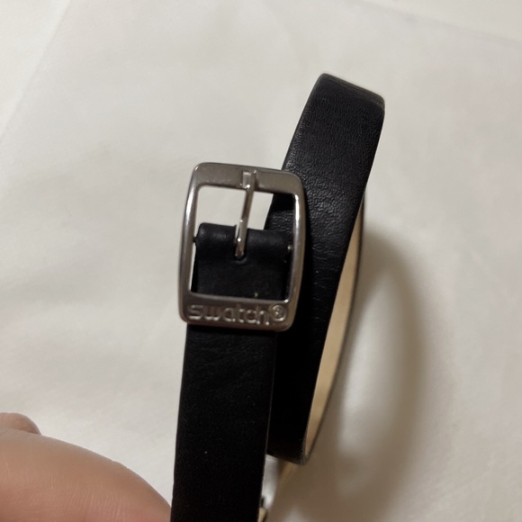 Swatch Irony Wrap Around Black Leather Watch - Picture 4 of 5